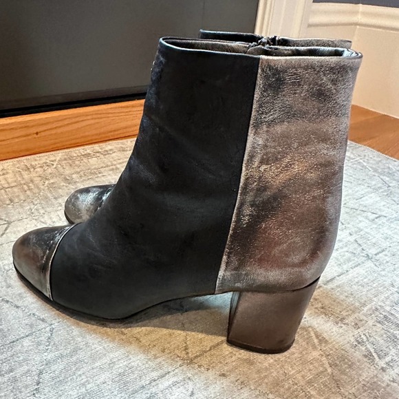 Henry Beguelin Leather Boots Black Silver Cap Toe 39 - Picture 7 of 12